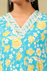 Myra Turquoise Sun-Bloom Suit Set