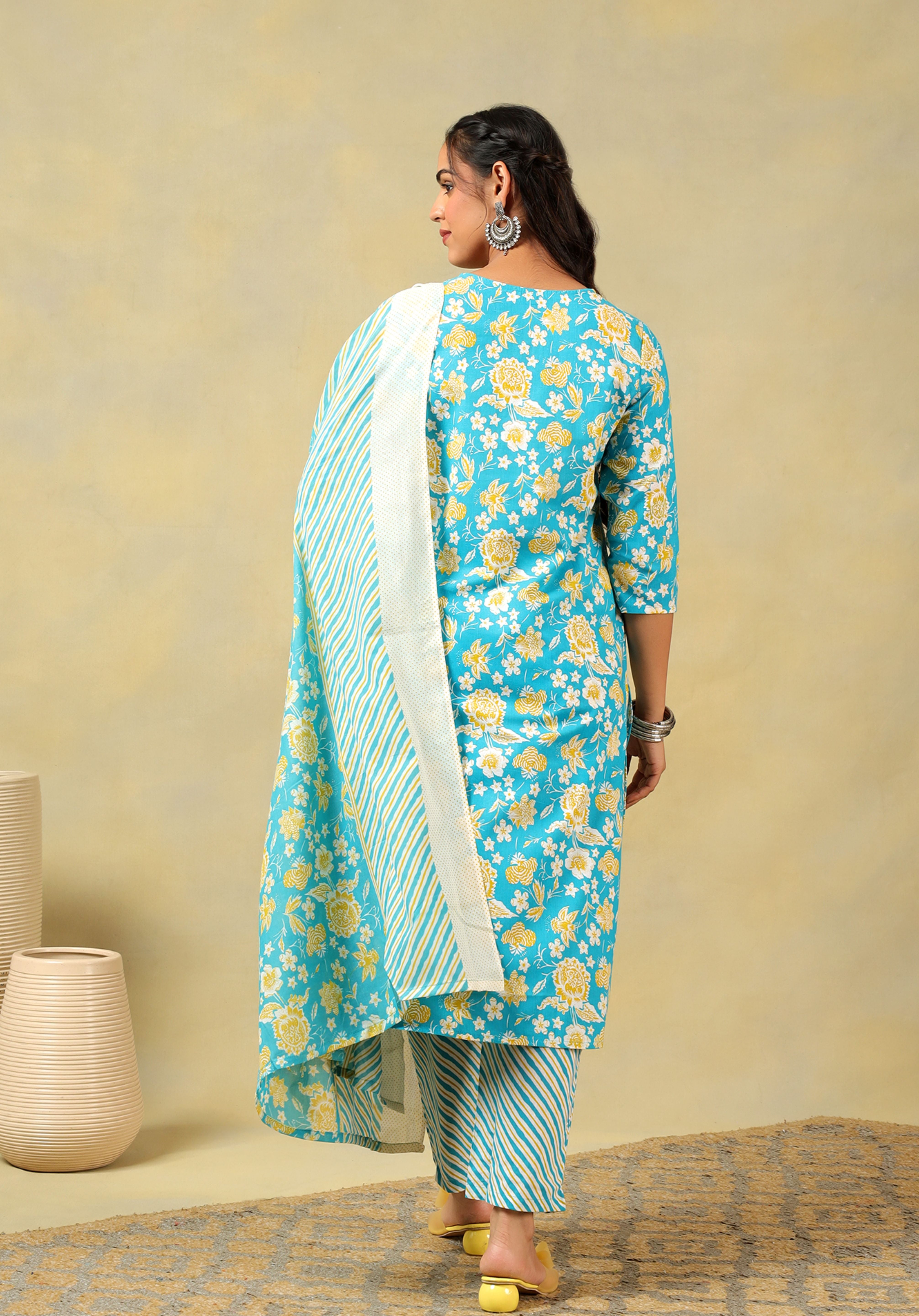 Myra Turquoise Sun-Bloom Suit Set