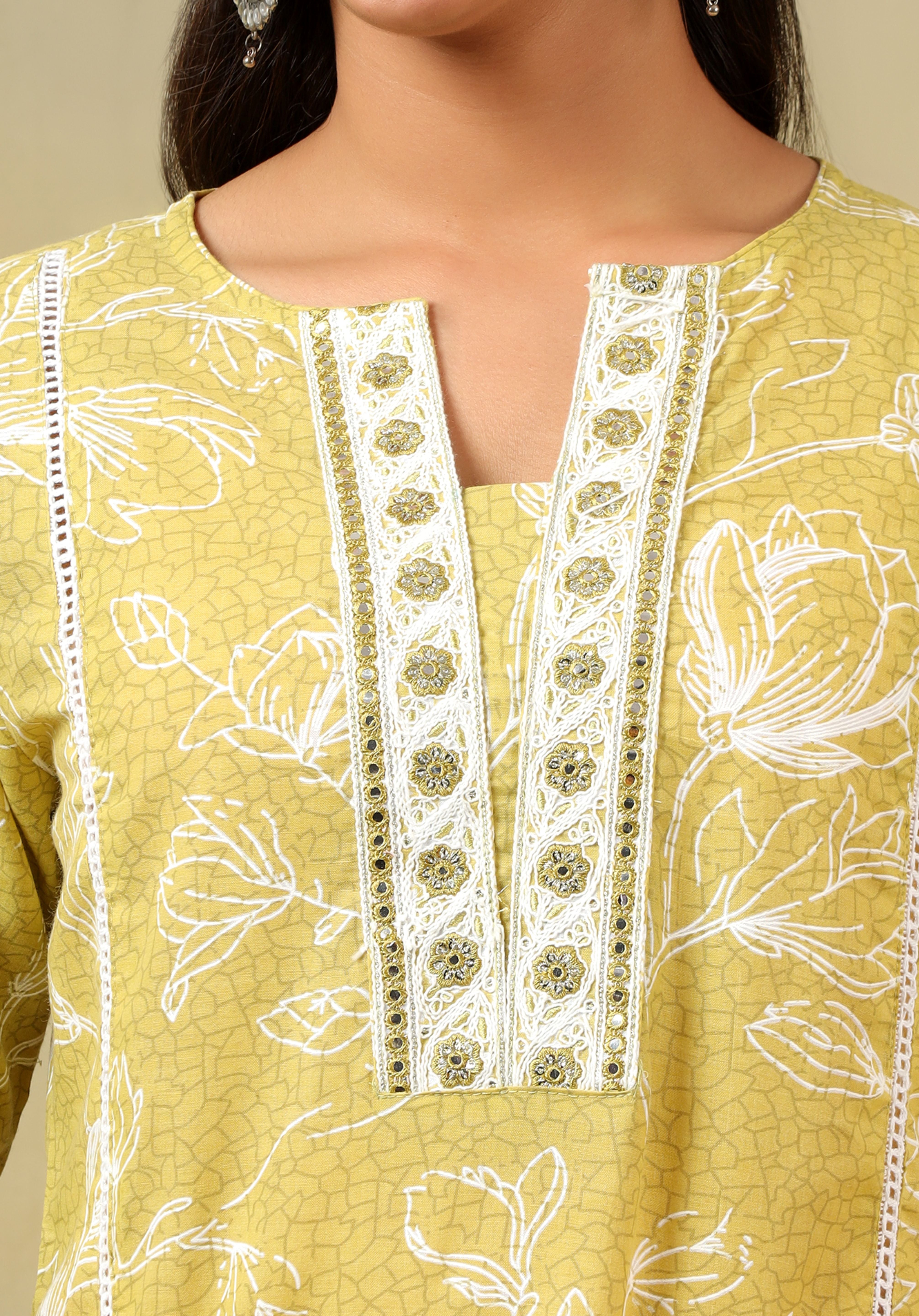 Vedika Olive-Lime Floral Suit Set