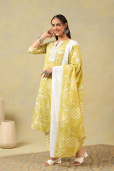 Vedika Olive-Lime Floral Suit Set