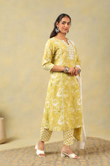 Vedika Olive-Lime Floral Suit Set