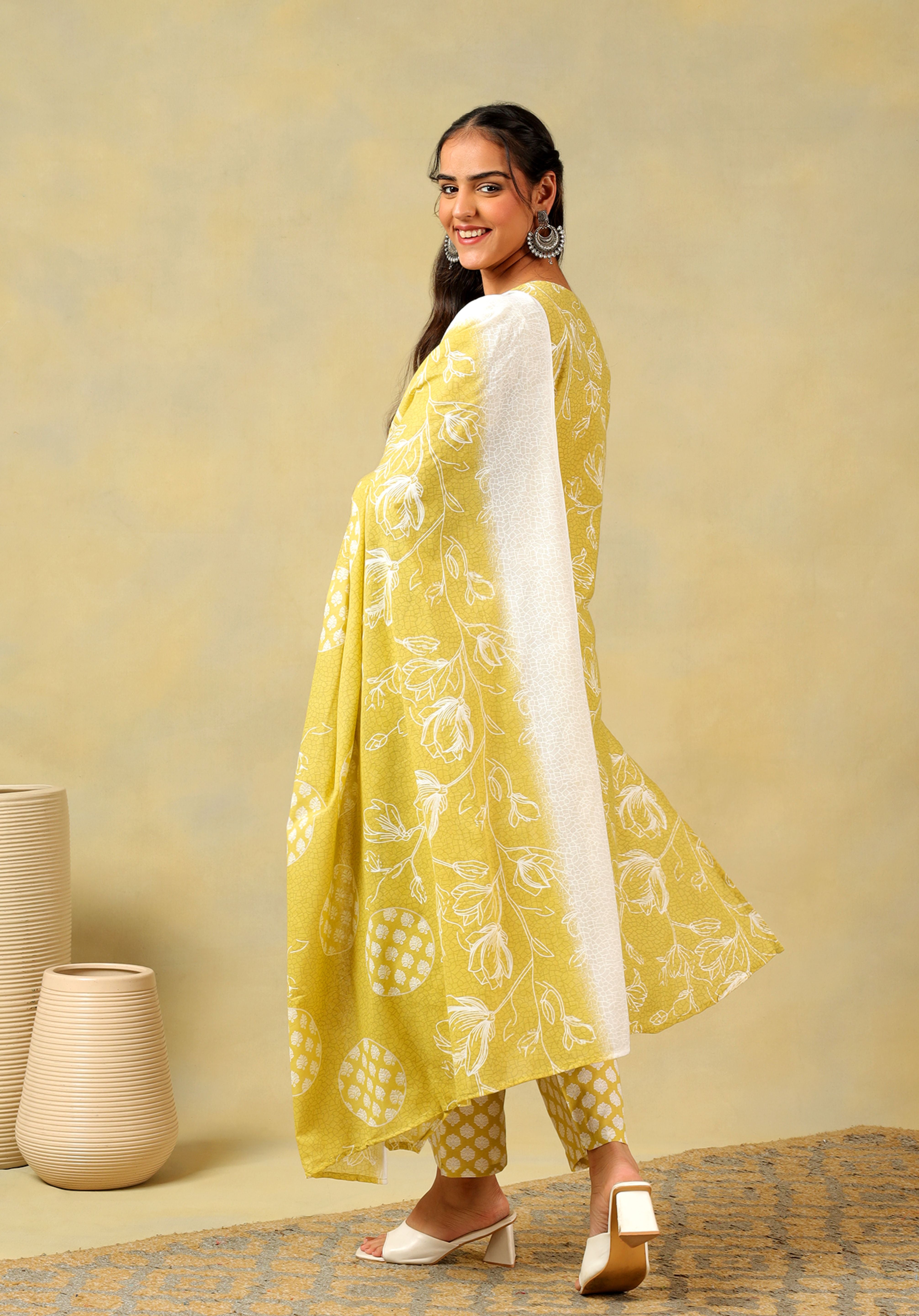 Vedika Olive-Lime Floral Suit Set