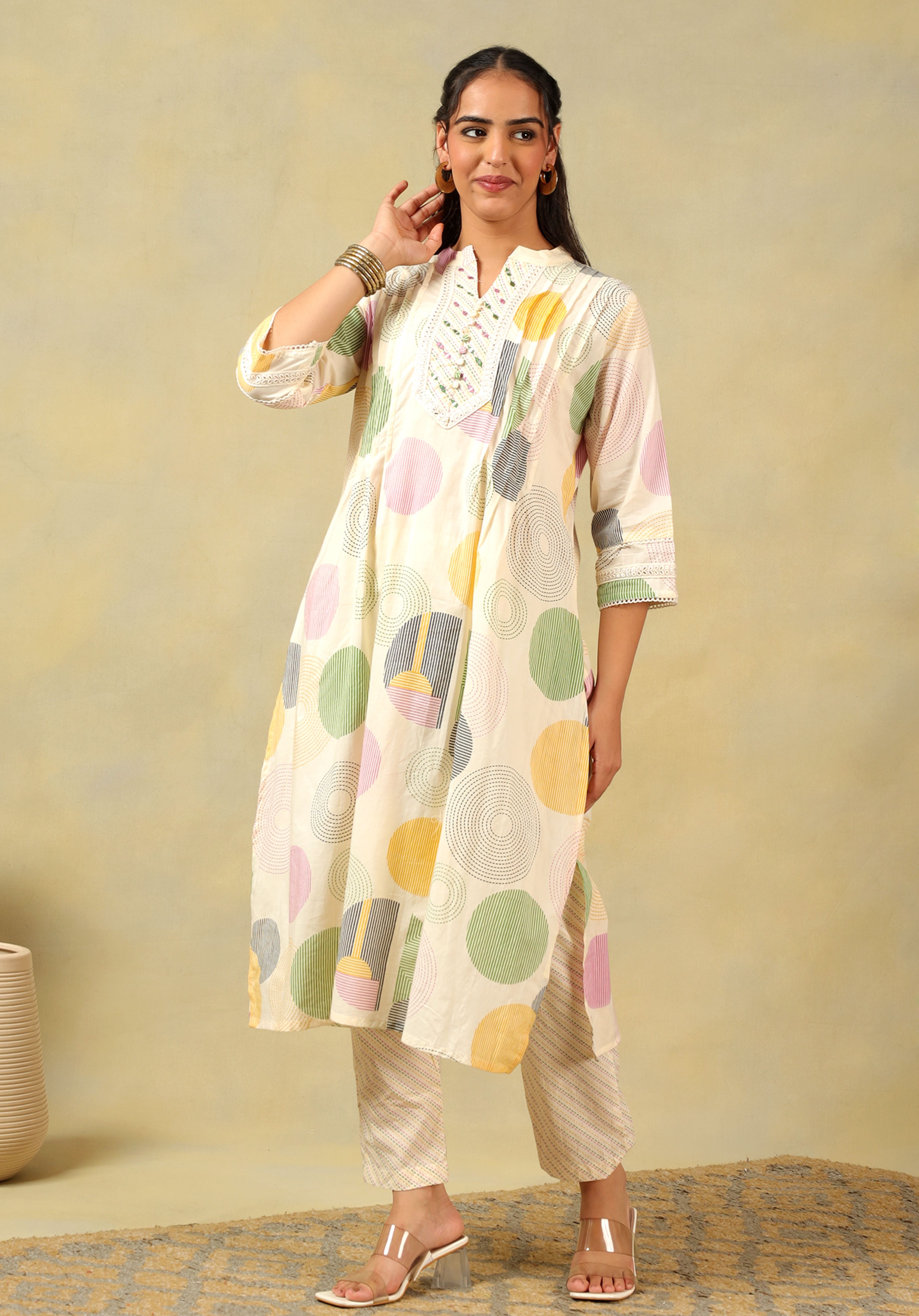 Tara Pastel Orb Print Suit Set