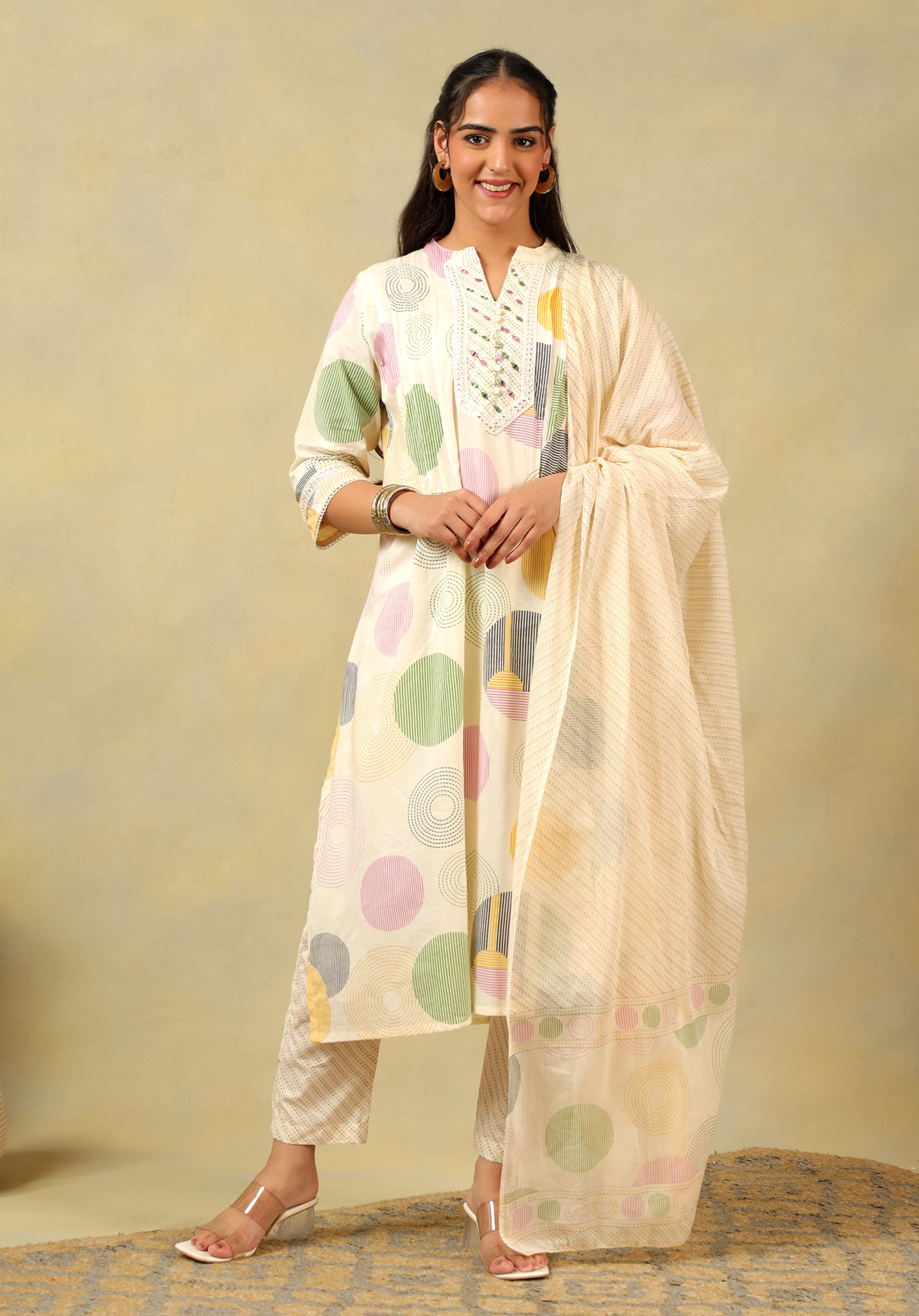 Tara Pastel Orb Print Suit Set