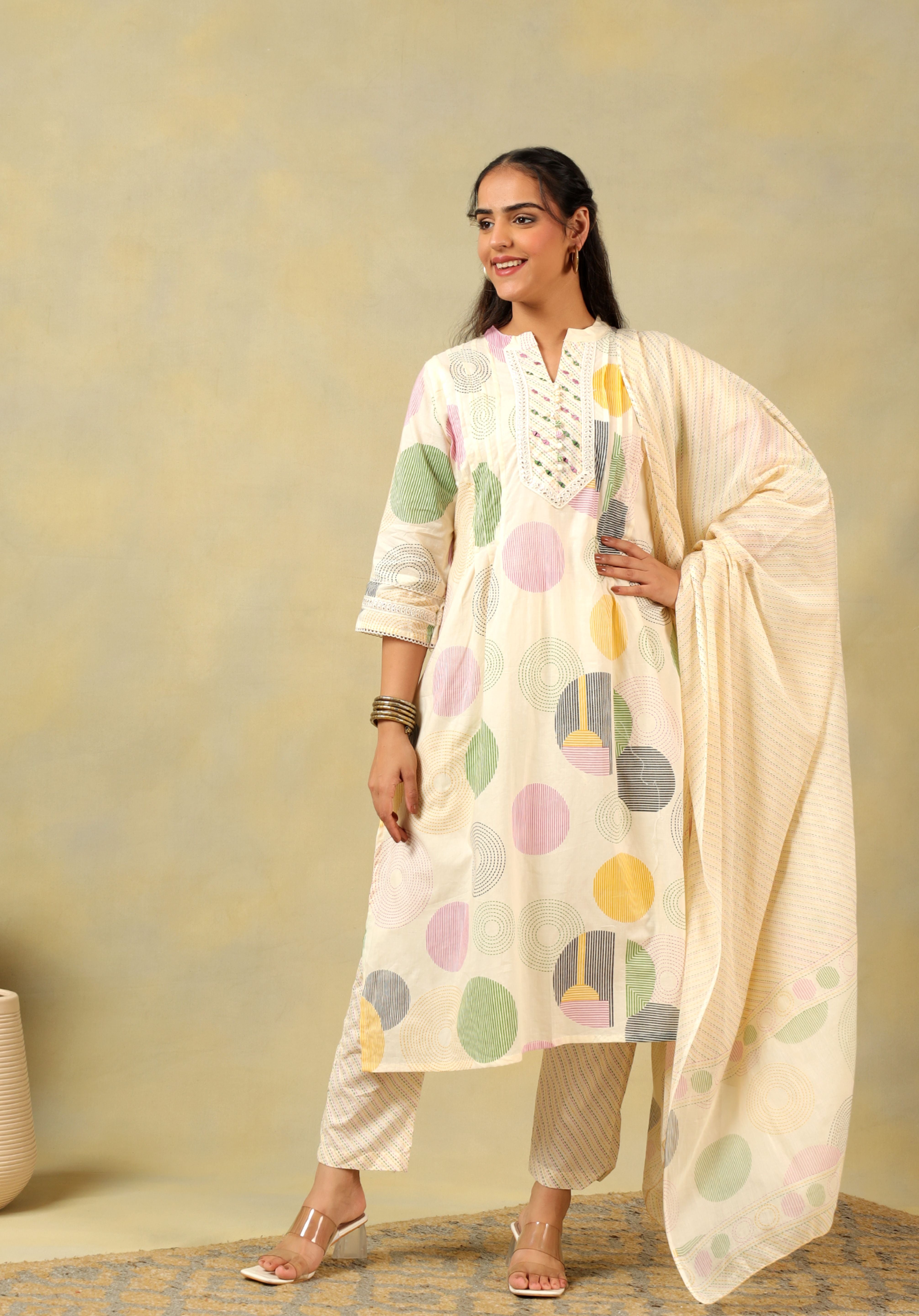 Tara Pastel Orb Print Suit Set