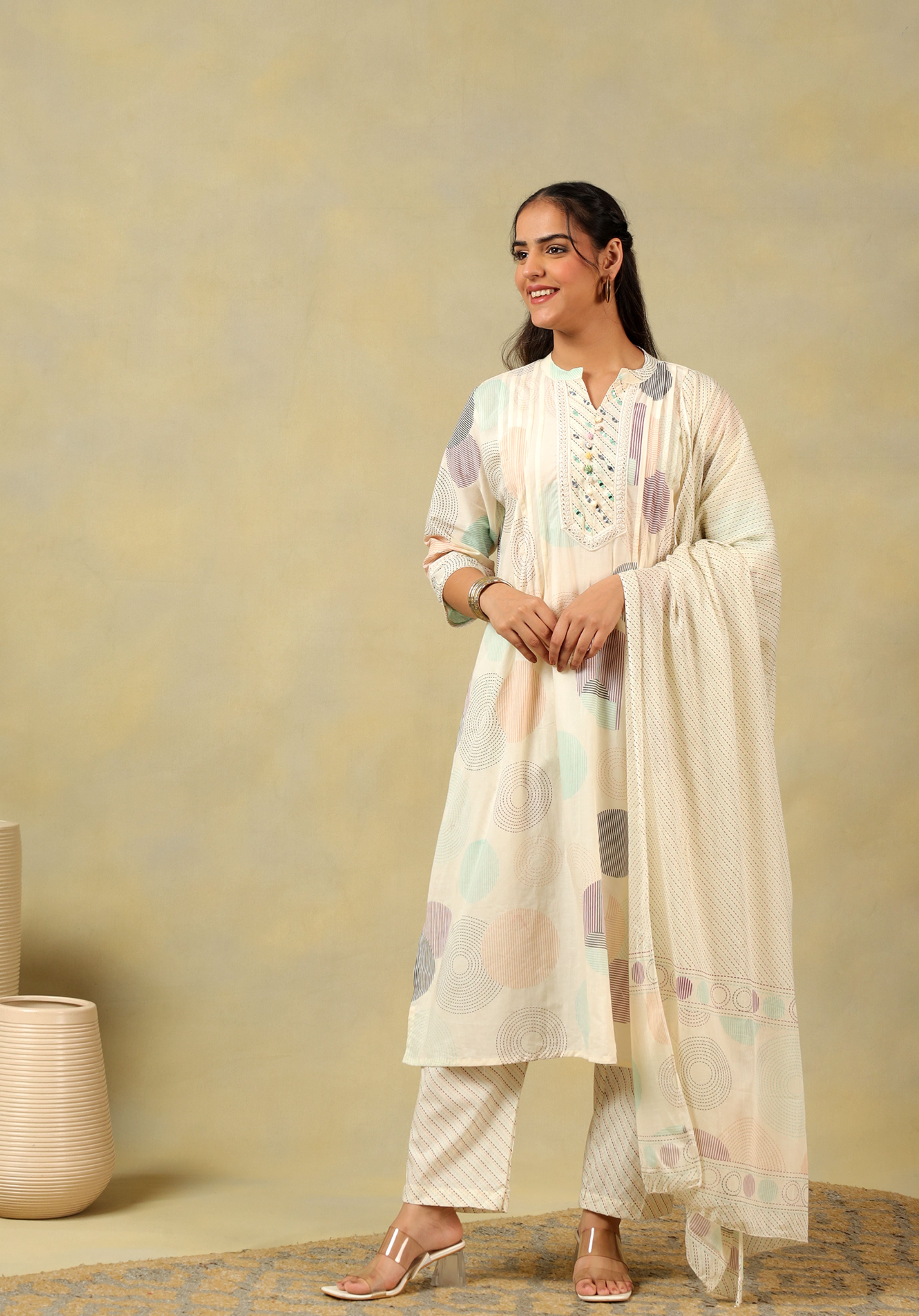 Pari Pastel Orb Print Suit Set