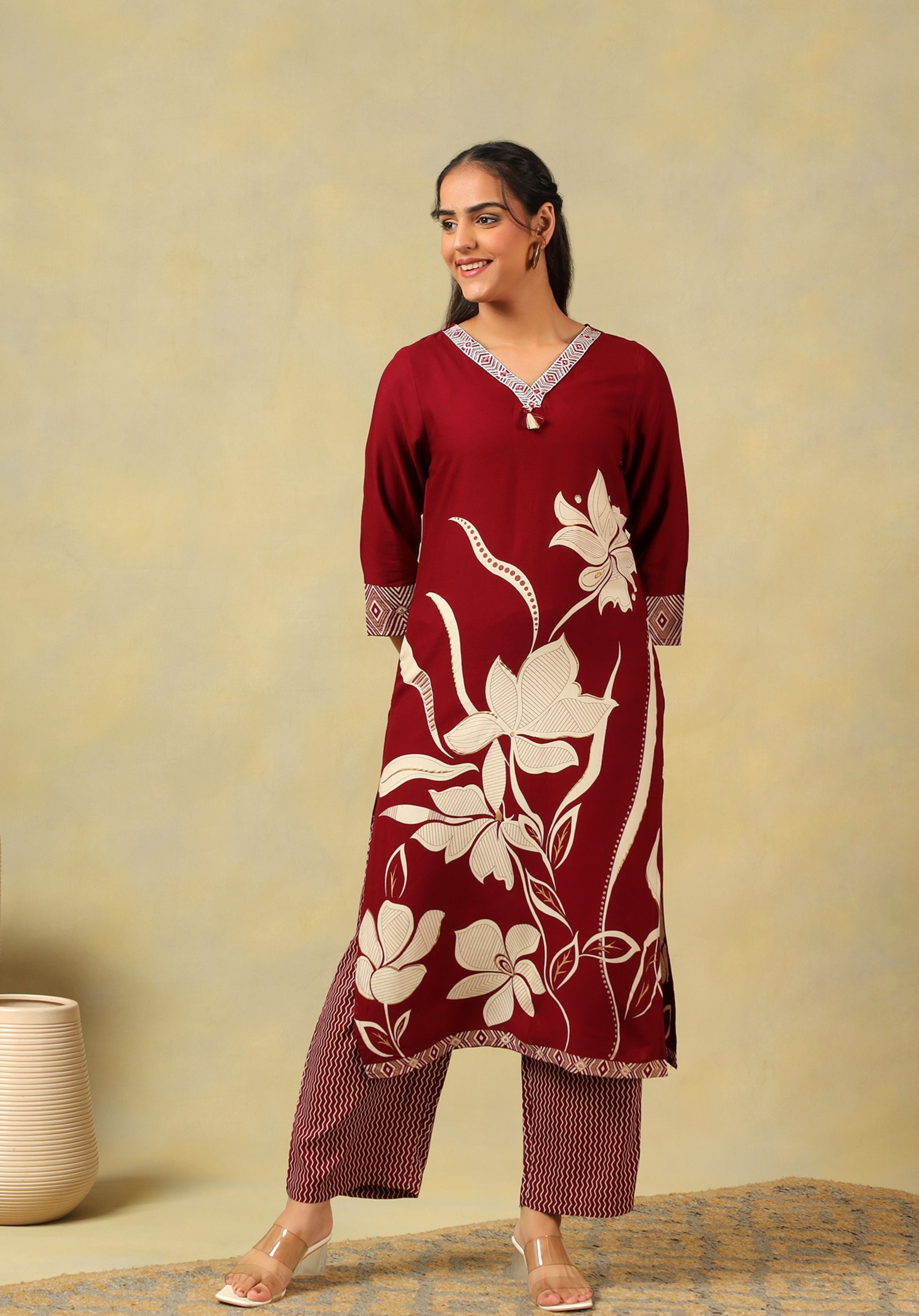 Ishani Maroon Lily Kurta Set