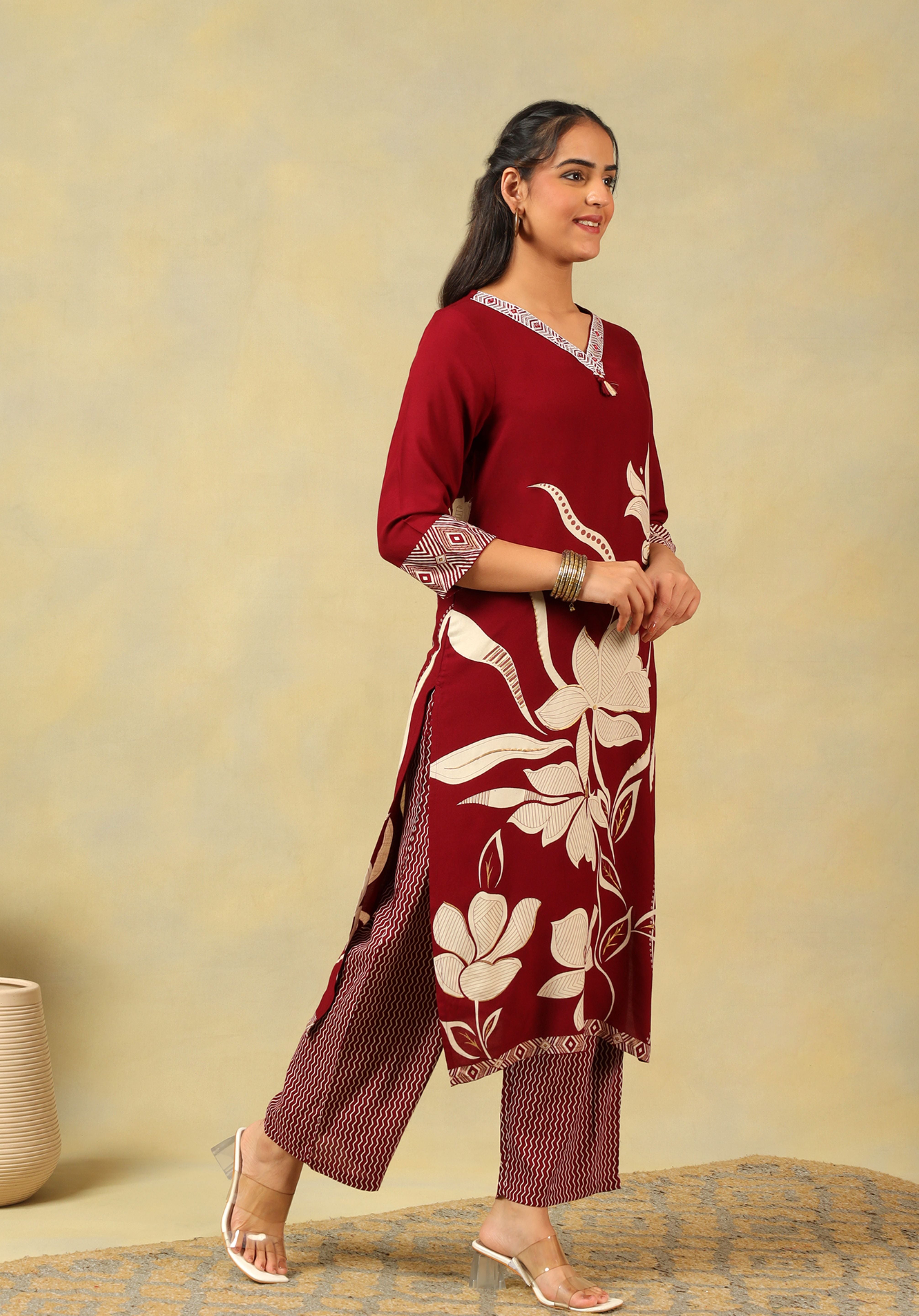 Ishani Maroon Lily Kurta Set