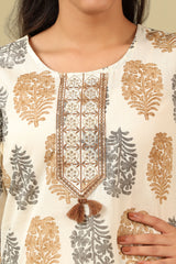 Mihika Pine & Ochre Block Print Suit Set