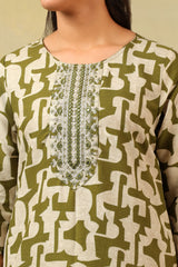 Vaani Olive Abstract Suit Set
