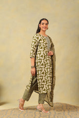 Vaani Olive Abstract Suit Set