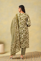 Vaani Olive Abstract Suit Set