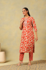 Advika Crimson Abstract Suit Set