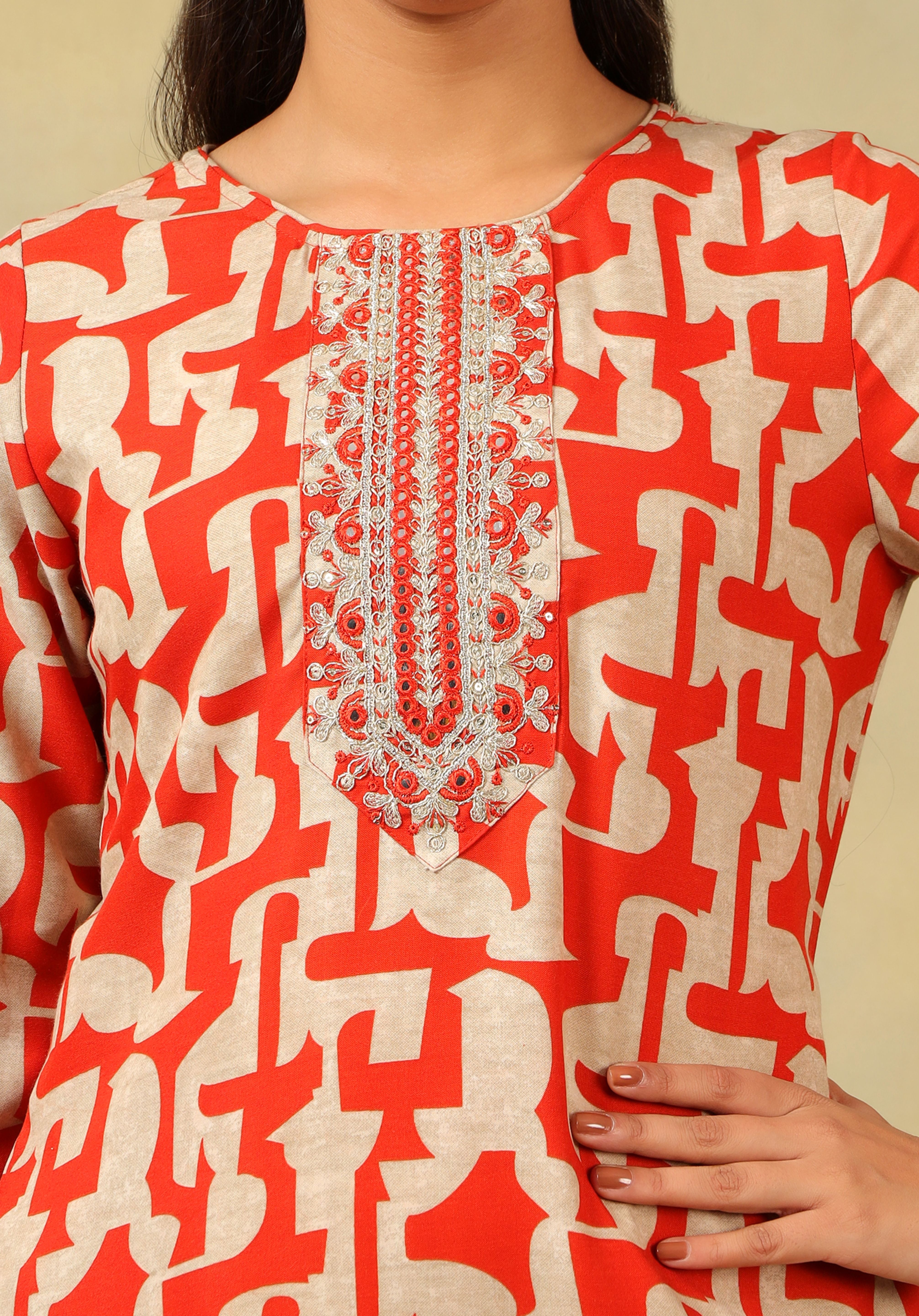 Advika Crimson Abstract Suit Set