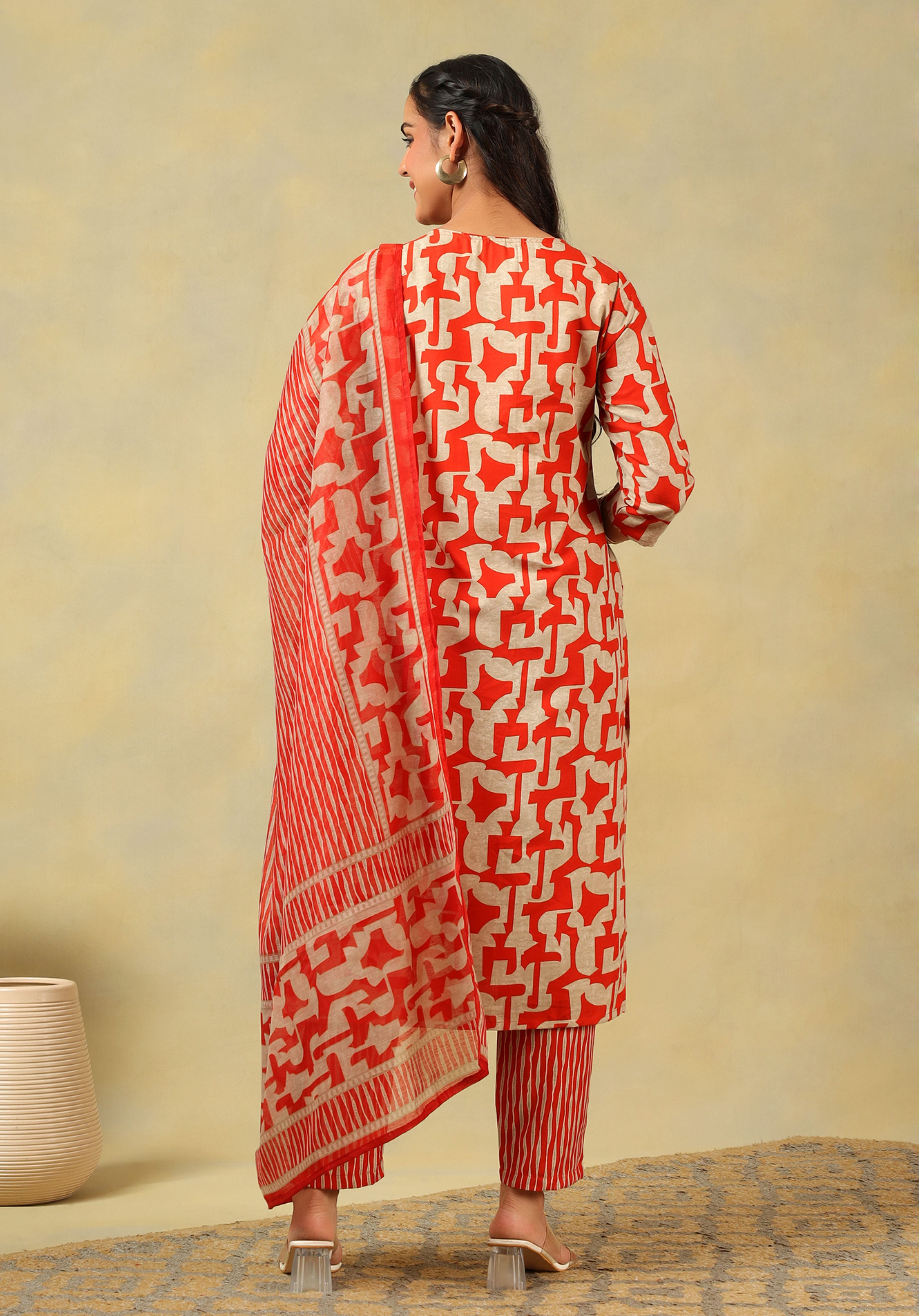 Advika Crimson Abstract Suit Set