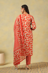 Advika Crimson Abstract Suit Set