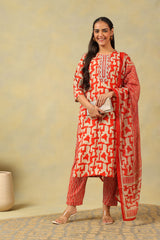 Advika Crimson Abstract Suit Set