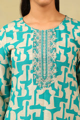 Amishi Teal Abstract Suit Set