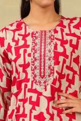 Sanaya Deep Rose Abstract Suit Set