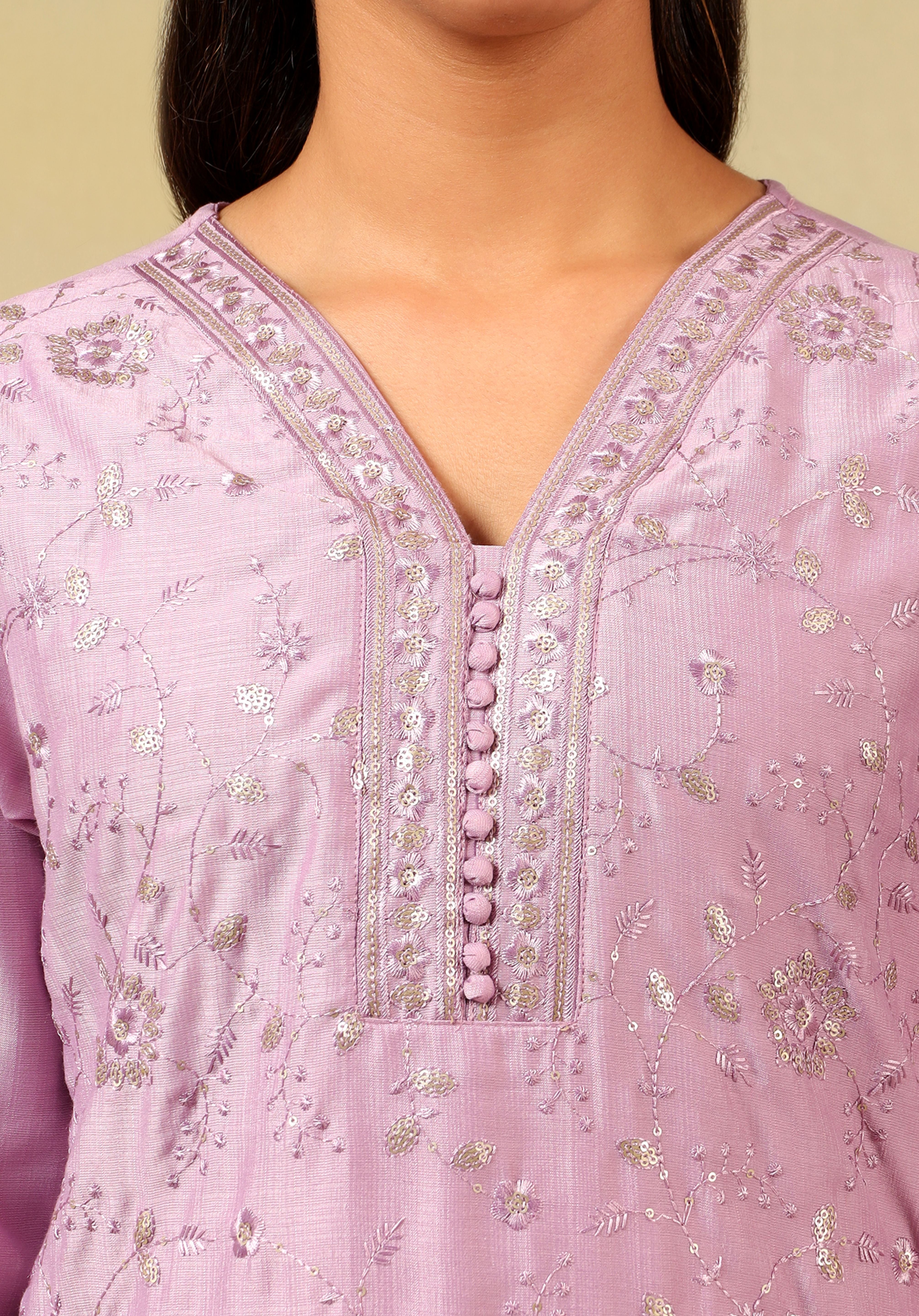 Meher Lavender Sequin Suit Set