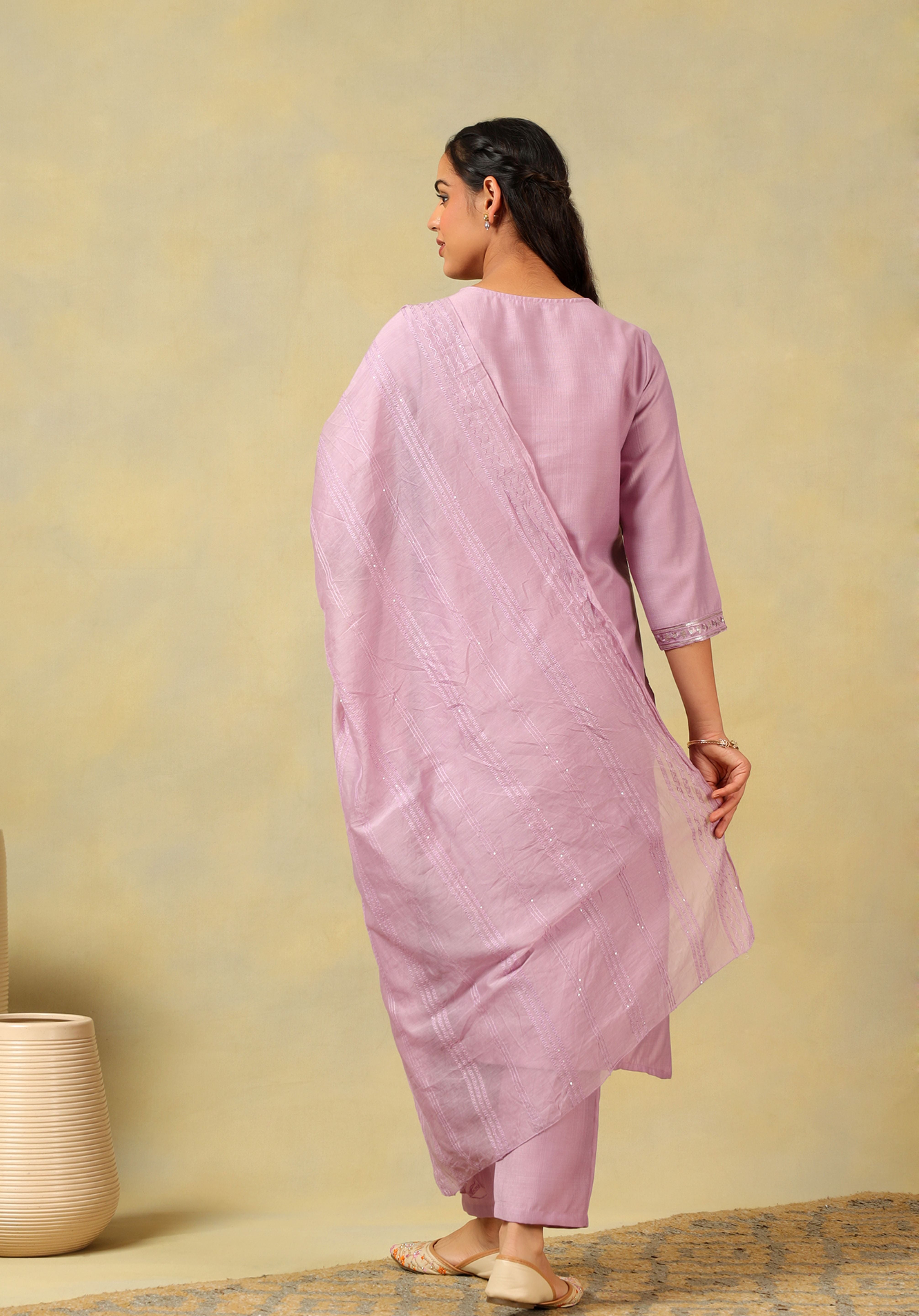 Meher Lavender Sequin Suit Set