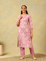 Lavanya Lilac Floral Garden Kurta-Set