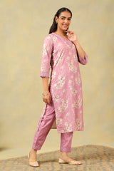 Lavanya Lilac Floral Garden Kurta-Set