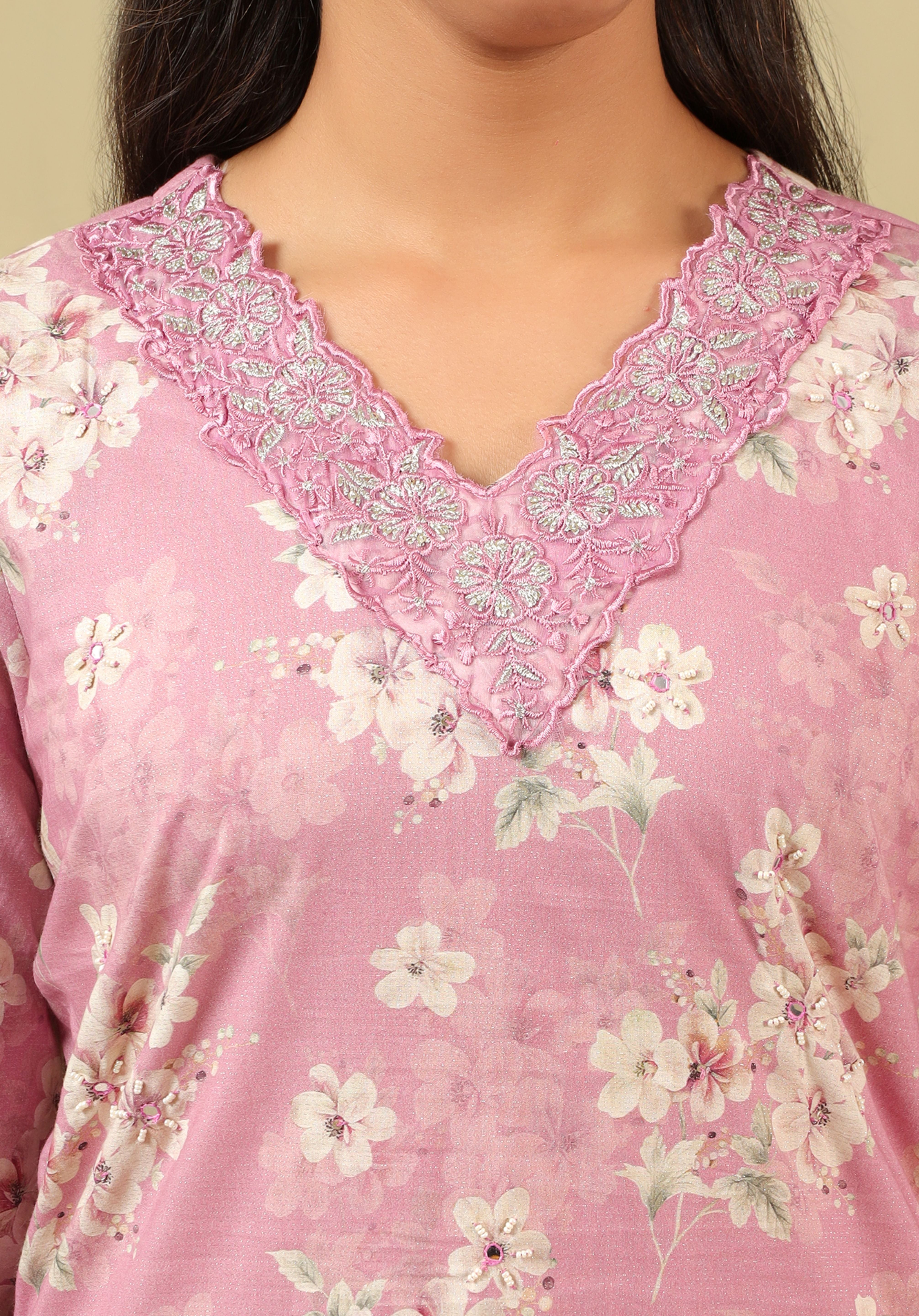 Lavanya Lilac Floral Garden Kurta-Set