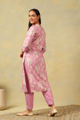 Lavanya Lilac Floral Garden Kurta-Set