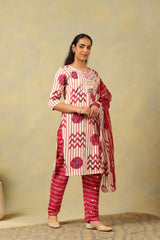 Saanvi Monochrome Geometric Block Print Suit Set
