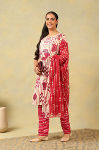 Diya Crimson Geometric Block Print Suit Set