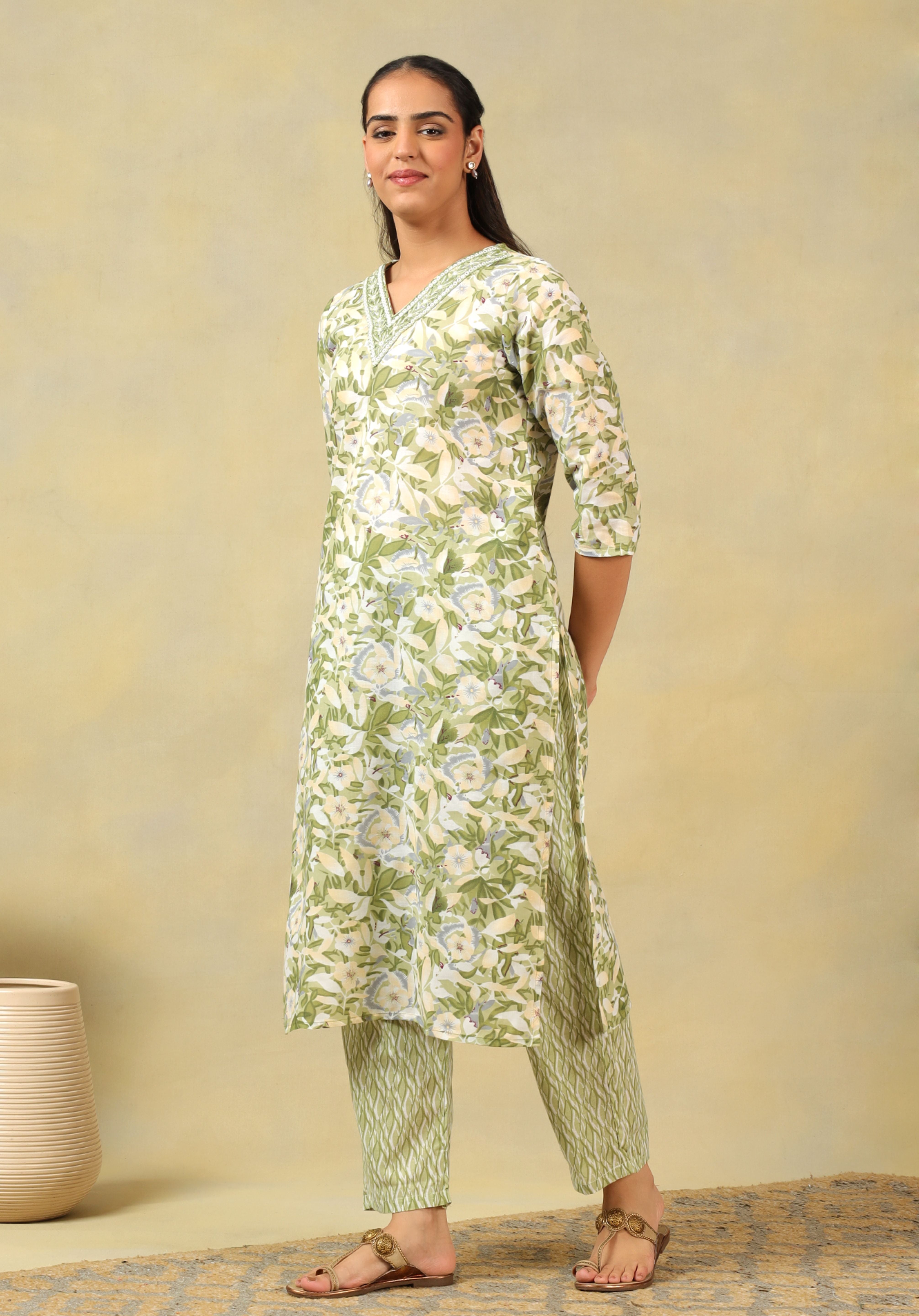 Navya Olive Foliage Suit Set