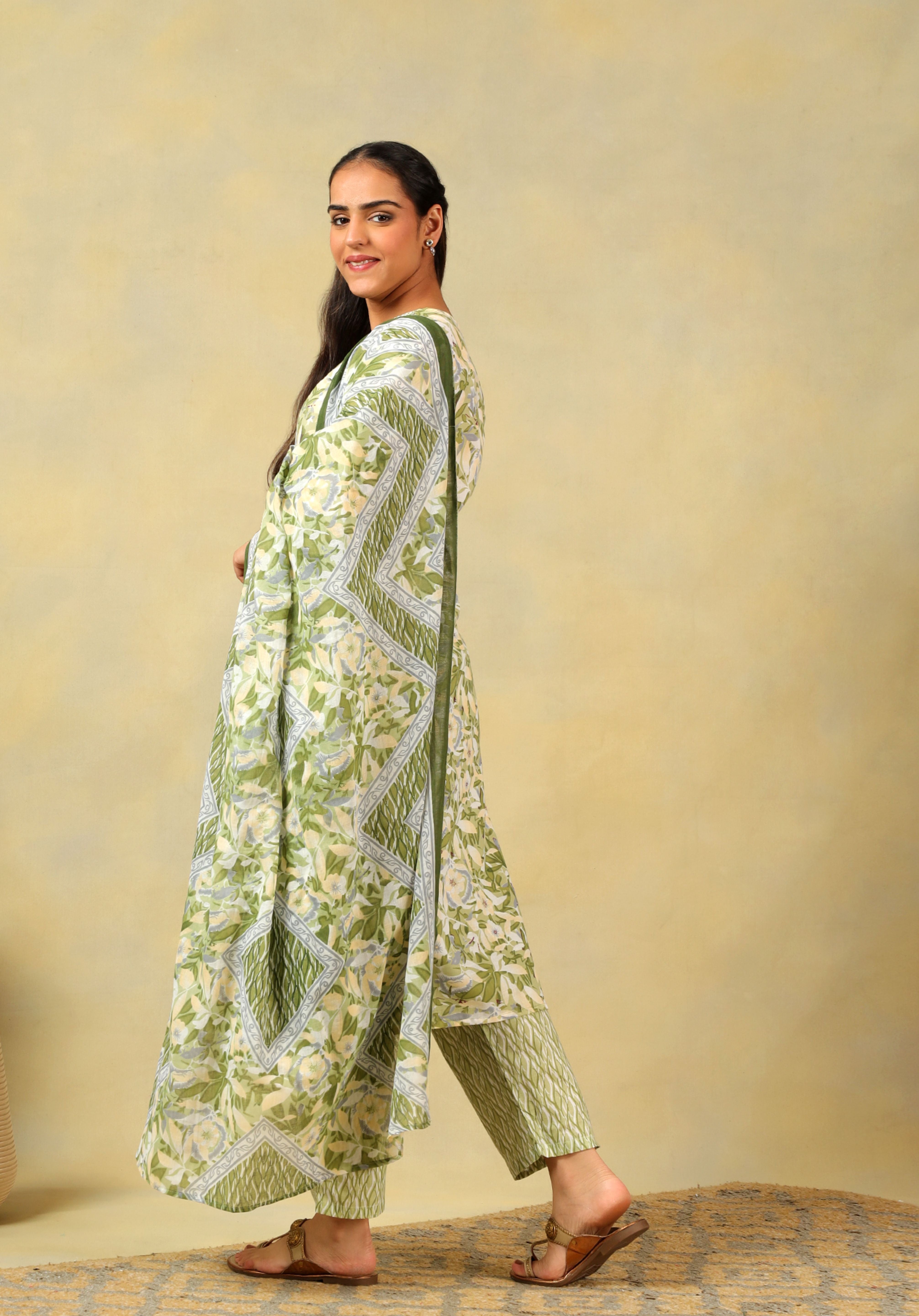 Navya Olive Foliage Suit Set