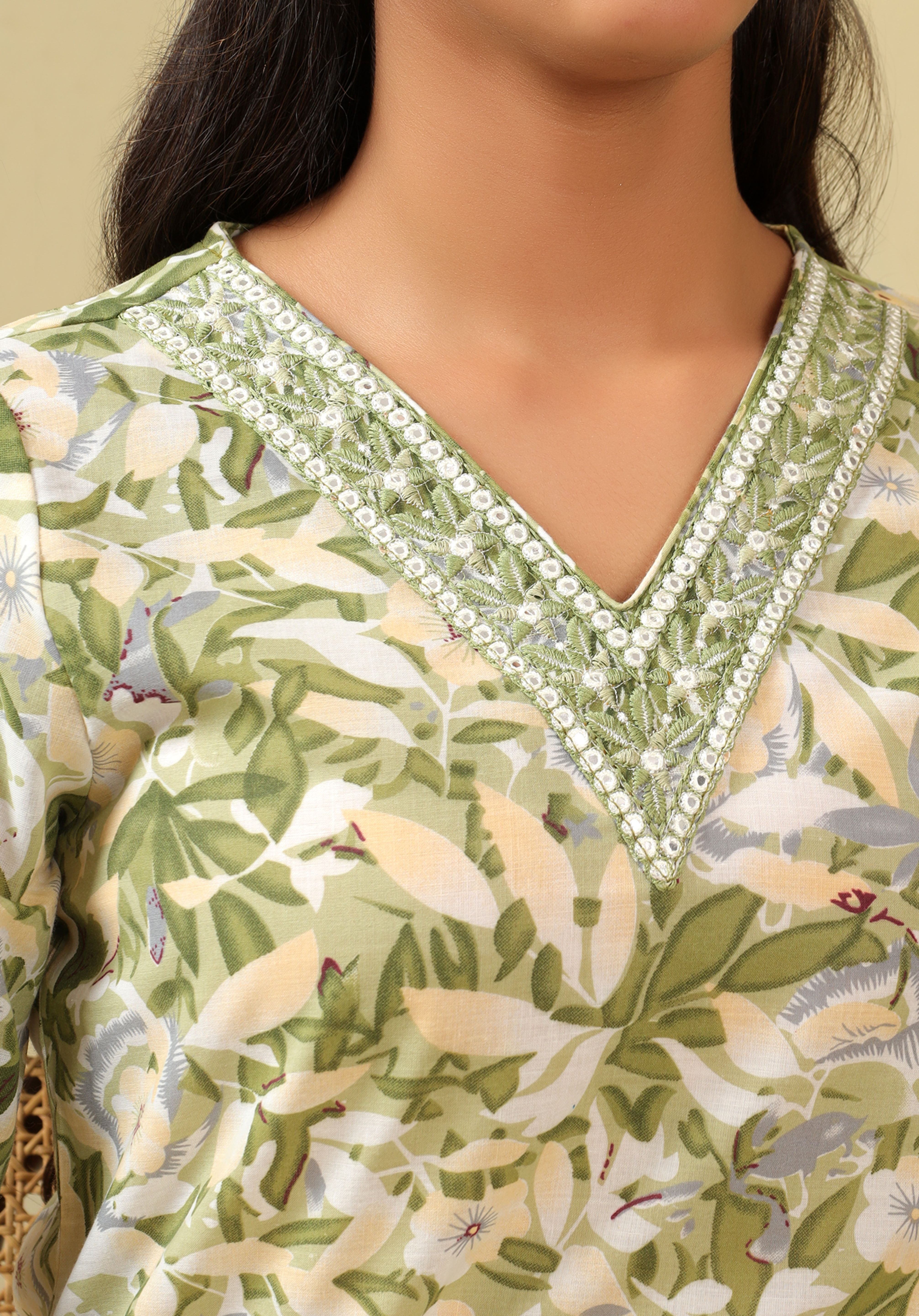 Navya Olive Foliage Suit Set