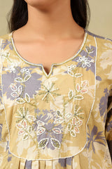 Kimaya Ochre Floral Bloom Kurta-Set