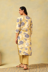 Kimaya Ochre Floral Bloom Kurta-Set