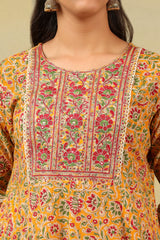Amara Mustard Floral Anarkali Suit Set