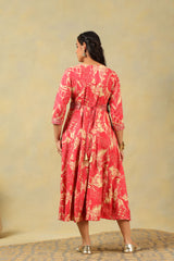 Anvi Crimson Abstract Bloom Gown