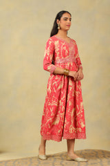 Anvi Crimson Abstract Bloom Gown