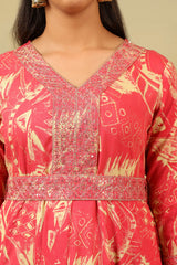 Anvi Crimson Abstract Bloom Gown