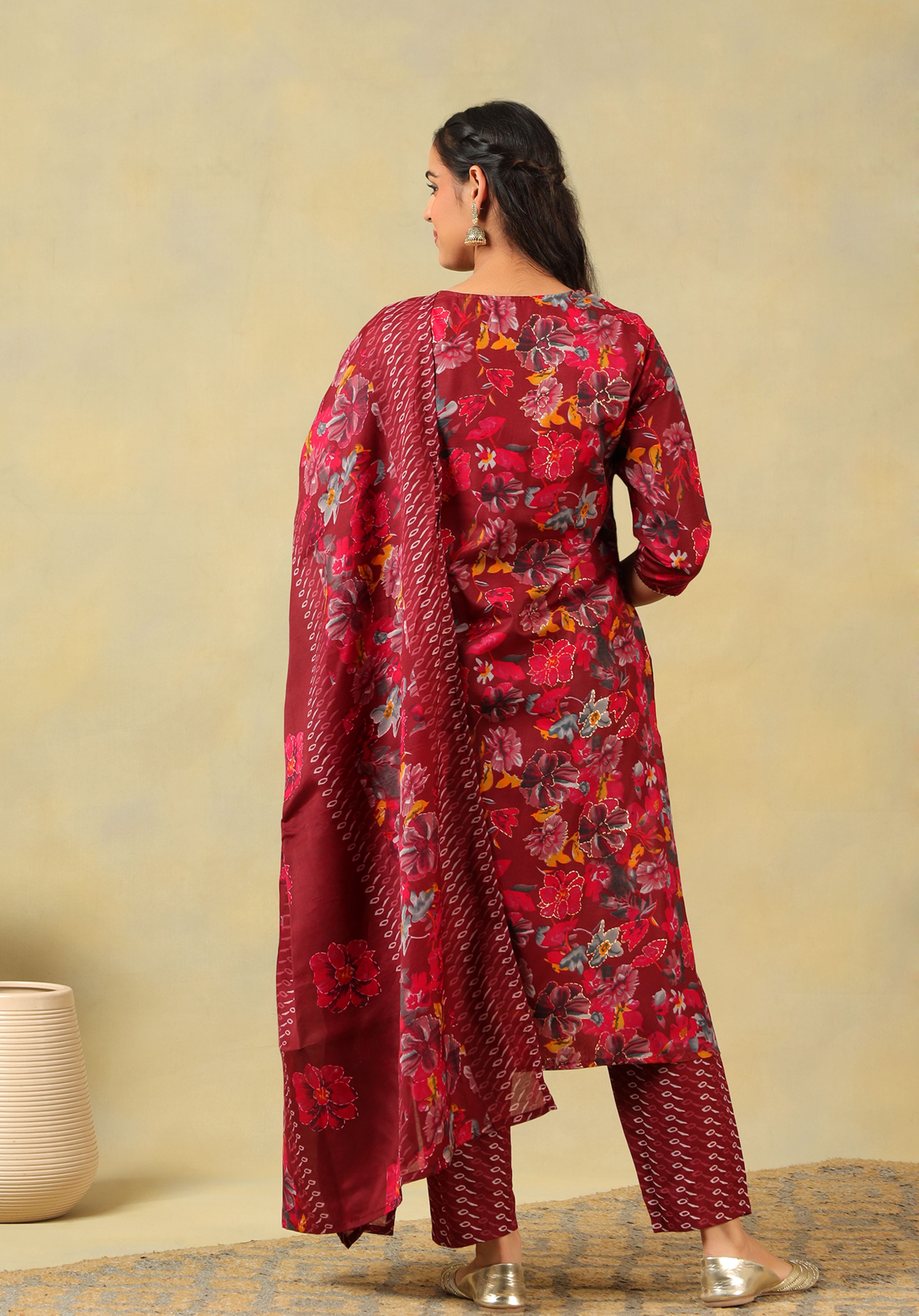 Sia Crimson Floral Dream Suit Set