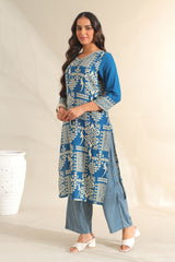 Noor Azure Tribal Kurta Set
