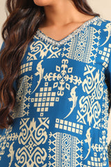 Noor Azure Tribal Kurta Set