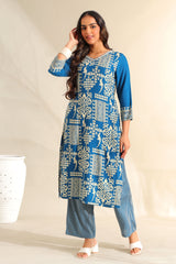 Noor Azure Tribal Kurta Set