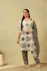 Diya Crimson Geometric Block Print Suit Set