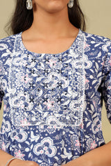 Myra Navy Floral Bloom Anarkali Suit Set