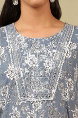 Advika Slate Floral Bloom Kurta Set