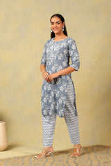 Advika Slate Floral Bloom Kurta Set