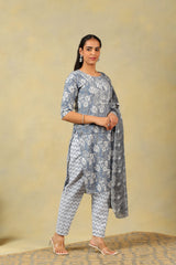 Advika Slate Floral Bloom Kurta Set