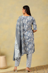 Advika Slate Floral Bloom Kurta Set